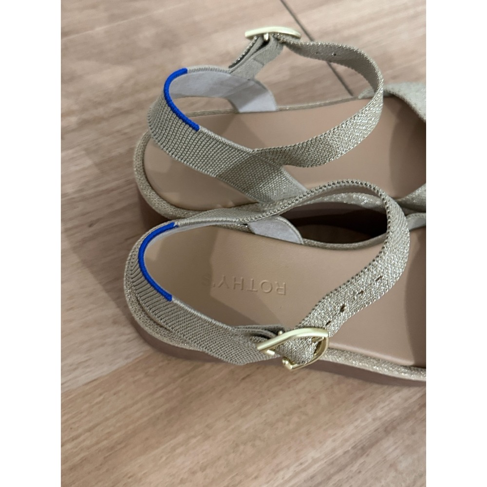 Rothys Criss Cross Platform Ankle Strap Aurora Metallic Sandal Size 10 New - Picture 3 of 6